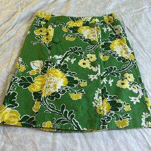 Talbots Green Yellow Floral Pencil Skirt